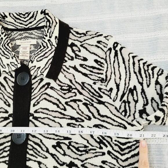 Covington Womens Wool Blend Zebra Animal Print Cardigan Sweater Size Large New - Picture 3 of 13